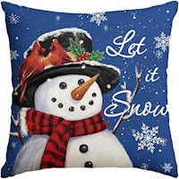 Avoin funda de cojín Colorlife con muñeco de nieve, 45 x 45 cm | Azul